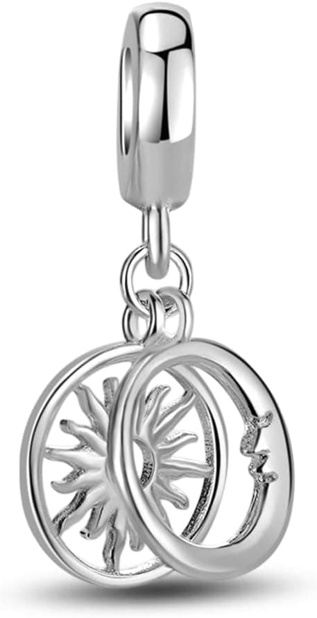 Detalle de LMLMECREA Sonnen- & Mond-Charms Anhänger aus 925 Sterling Silber für europäische Armbänder