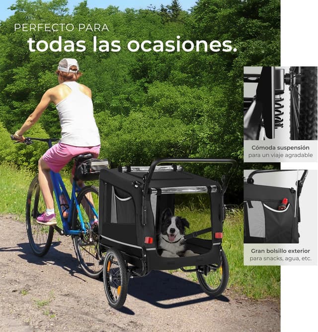 Detalle 2 de tectake Remolque Bicicleta Perros 240L