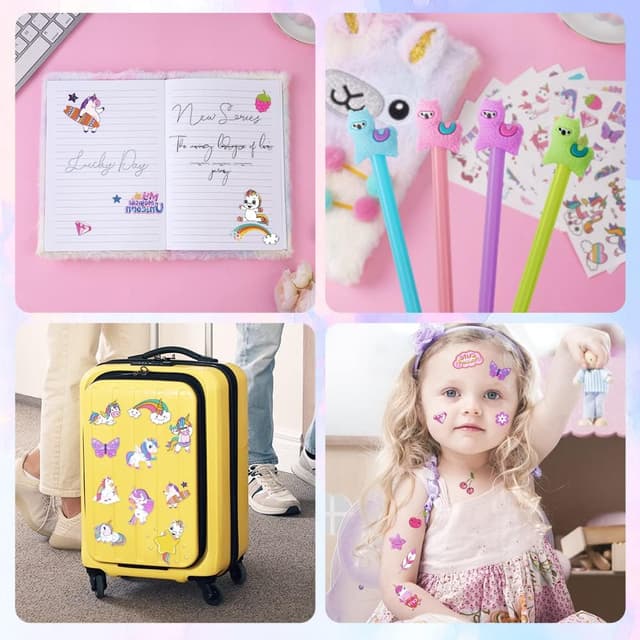 Detalle de OFFCUP Quaderno Peluche con Unicorno – Diario segreto con penne gel e adesivi (set di cancelleria per bambine)