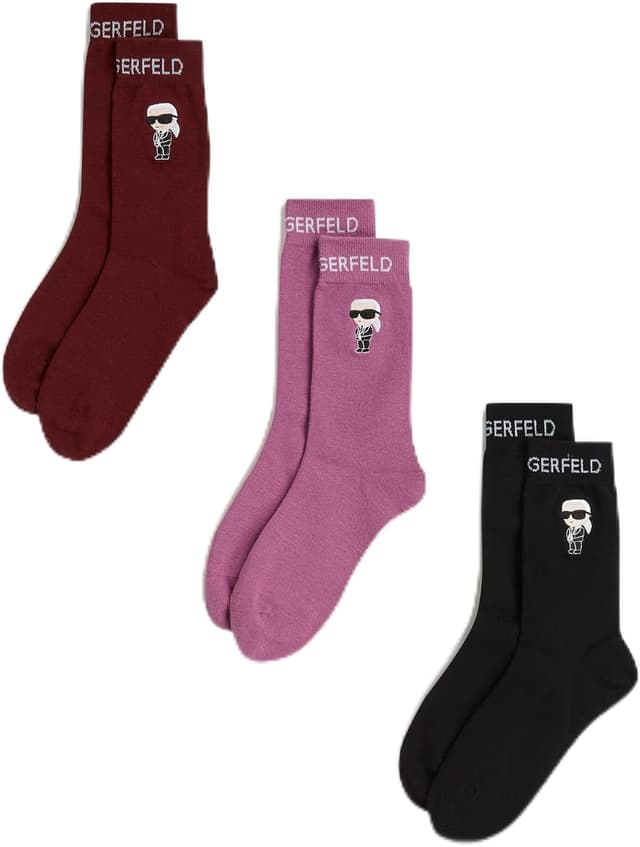 Detalle de Karl Lagerfeld Ikon Sock – lot de 3 chaussettes mi-longues pour femmes (35-38) multicolores