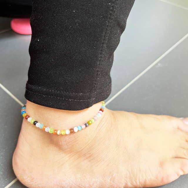 Thumbnail 6 de Apocalyptic-K Damen Fußkettchen mit schwarzem Stein und Turmalin-Effekt (4 mm), 2er-Set