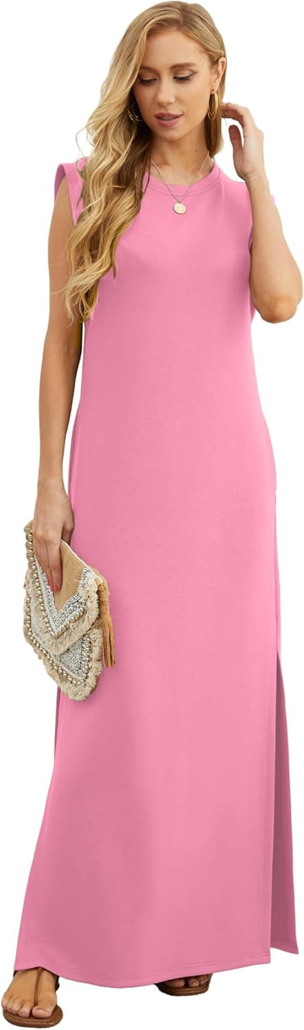 Detalle de GRECERELLE women’s summer maxi dress with pockets and side split