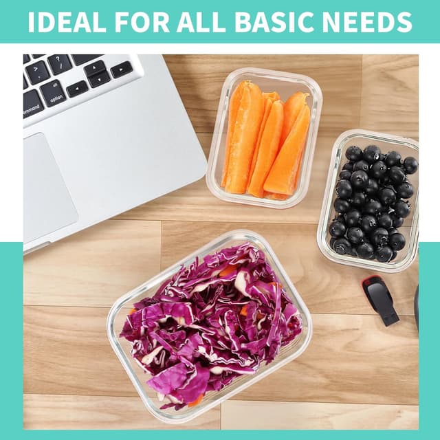 Thumbnail 6 de Skroam 10 Pack Glass Food Storage Containers with Lids (BPA Free, Leak Proof, Airtight)