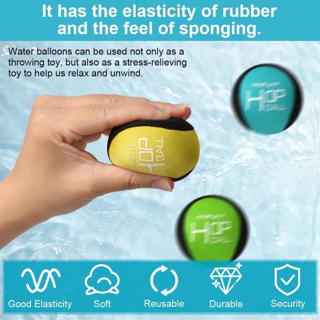 Detalle 2 de AMFUN 3PCS Funny Pool Toys: soft quick-drying water jumping balls with net storage bag