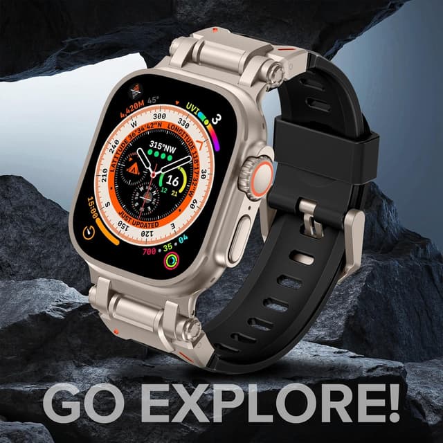 Detalle de Bracelet sport robuste KADES en TPU/FKM pour Apple Watch Ultra 3/2/1 et Series (49 à 42 mm)