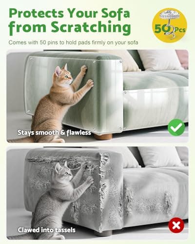 Detalle de Gimars Protector para sofá y puertas contra arañazos de gatos (30 cm x 5 m) con cinta transparente autoadhesiva