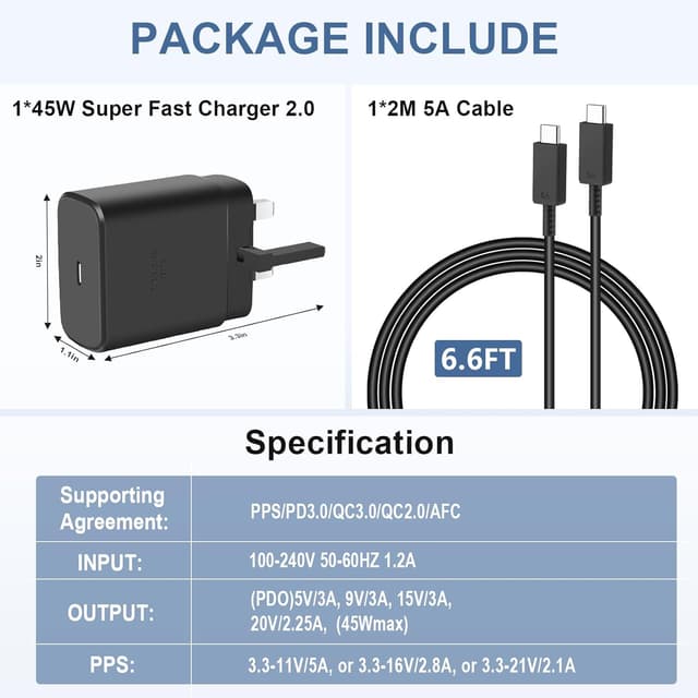 Thumbnail 5 de Gcstnn 45W Super Fast Charger for Samsung with 6.6ft USB-C cable