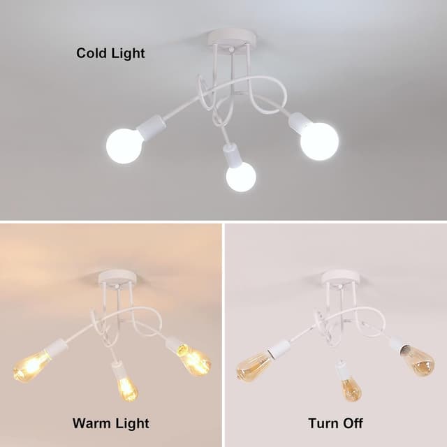 Detalle 2 de Toolight lampadario industriale bianco a 3 luci E27 Ø40 cm (lampadine escluse)