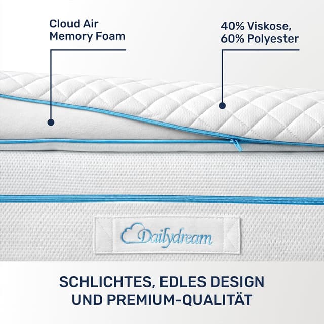 Detalle de Dailydream Matratzen-Topper 160x200 cm (Memory Foam, 7 cm) – Edition Pure, Modell L