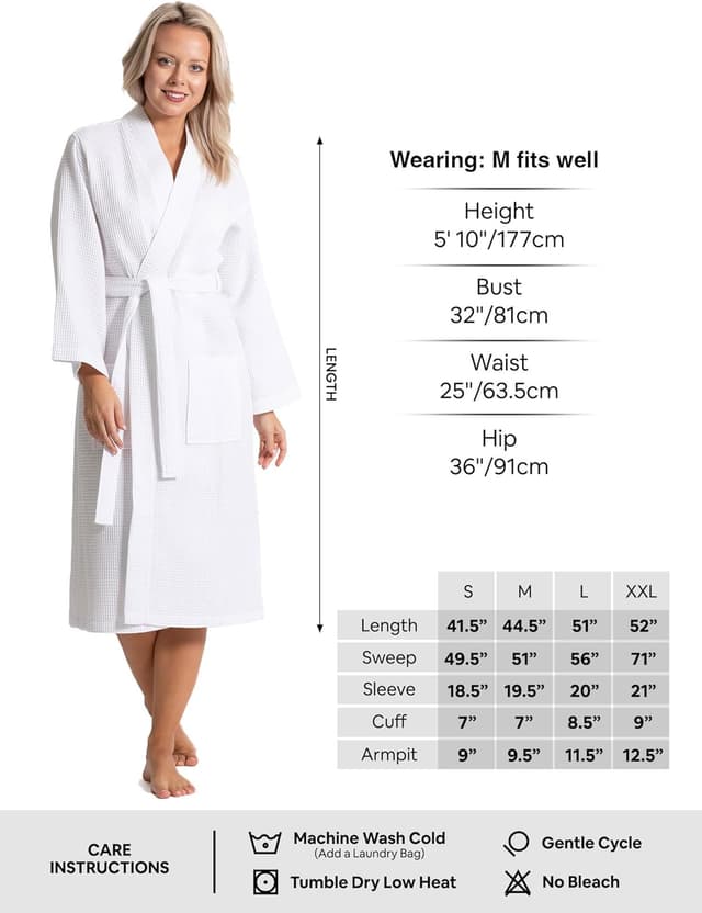 Thumbnail 6 de Kimono robe 52% cotton waffle knit