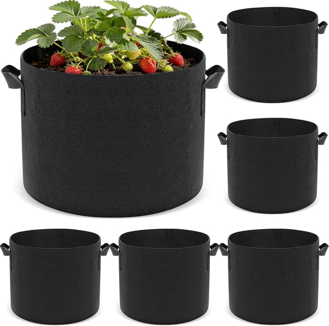 Detalle de Newthinking Plant Grow Bags 10 Gallons (6 Pack) – Breathable non-woven fabric with durable handles
