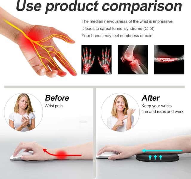 Detalle 2 de Vaydeer Wrist Rest Pad Ergonomico in Gel nero