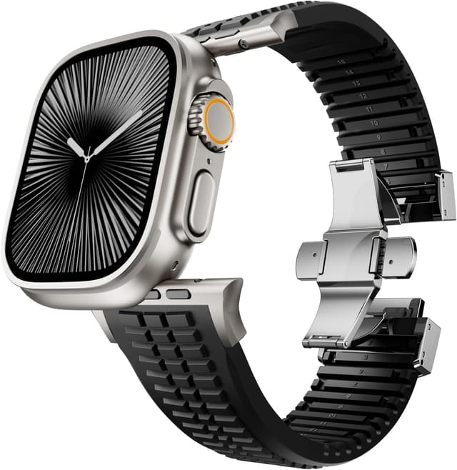 Detalle de VKEOO modern silicone watch band for Apple Watch Ultra 2 / Ultra and Series 10–7 (44mm–49mm)