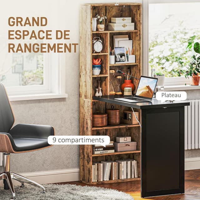 Thumbnail 4 de HOMCOM Bureau Informatique Pliable 98x51x153cm