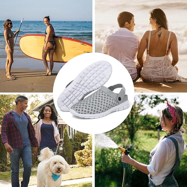 Detalle de SAGUARO Unisex Clogs & Sommer-Hausschuhe (leicht, grau) – Gr. 36–48