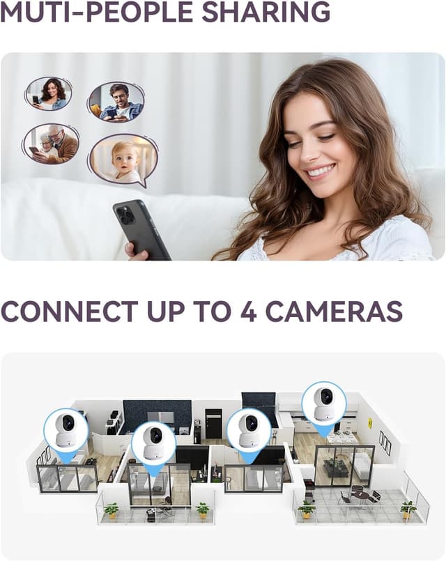 Thumbnail 6 de Comfyer 4-Split Screen Smart Video Baby Monitor 5"