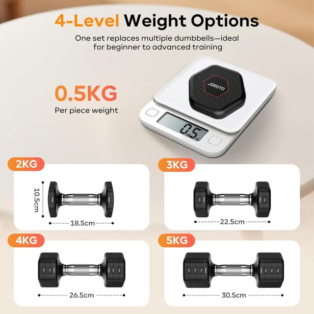 Detalle de JOROTO Hanteln Set 2er, 5 kg verstellbar