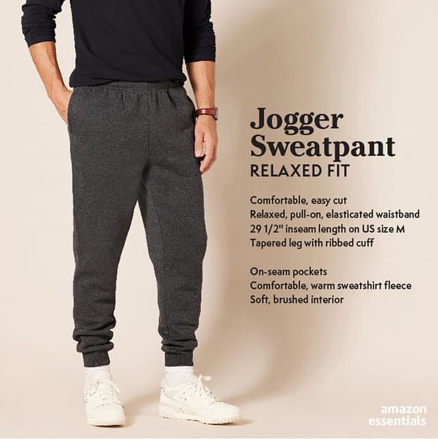 Detalle 2 de Amazon Essentials Men’s Relaxed-Fit Fleece Jogger Sweatpants with Elastic Waist