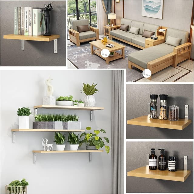 Detalle de SAYAYO EJ5218-2P 4mm Shelf Bracket Corner Brace (Stainless Steel, 245 x 155mm) – 2 Pack