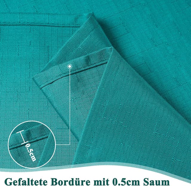 Detalle de AooHome Tischdecke abwaschbar in Blaugrün (100x140 cm) mit Leinen-Optik und Lotuseffekt