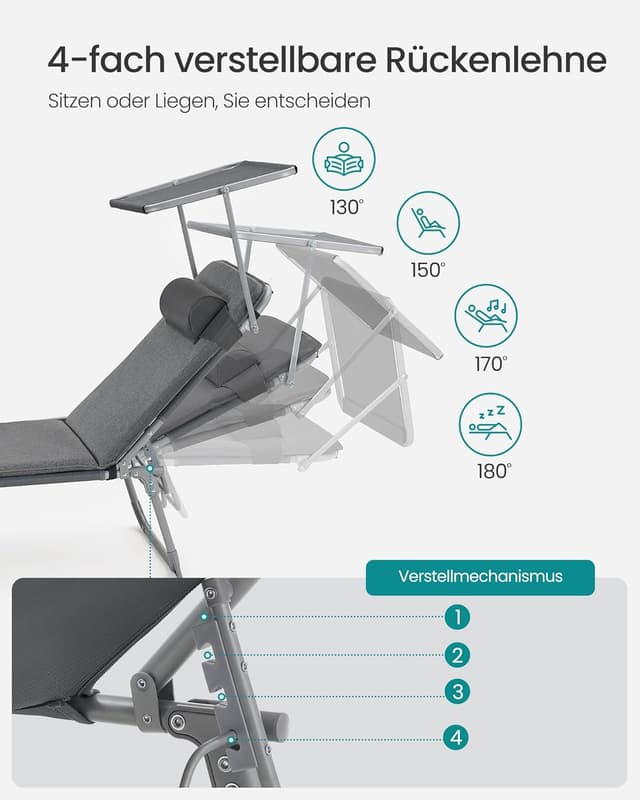 Thumbnail 5 de SONGMICS Sonnenliege GCB19UM klappbar