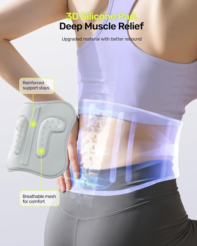 Detalle de Rakiie Women’s Back Support Belt (XL, Purple) with 3D Silicone Pad