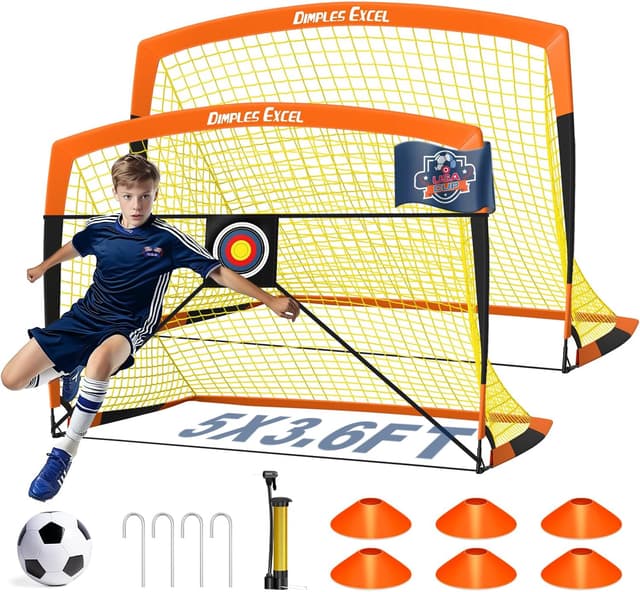 Detalle de Dimples Excel – Lot de 2 buts de football pop-up pour enfants, 152 x 91 cm, orange