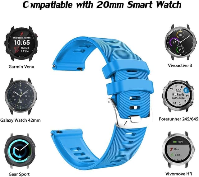 Detalle de ANBEST cinturino compatibile 20 mm con sgancio rapido per Garmin Vivoactive 3 / Forerunner 245 / 645 e Vivomove HR (blu)