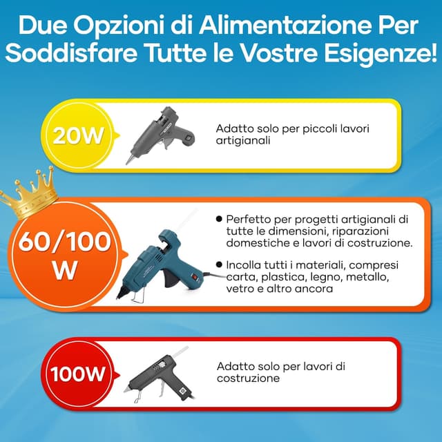Detalle de Assark pistola per colla a caldo 60/100 W con 15 bastoncini da 11 mm x 220 mm