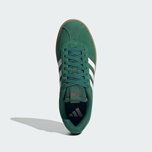 Detalle de adidas VL Court 3.0 para hombre (Dark Green/Cloud White/Burgundy) en piel