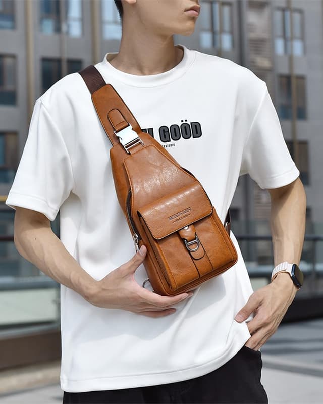 Thumbnail 1 de Hjkiopc Sling Tasche Herren Leder Brusttasche