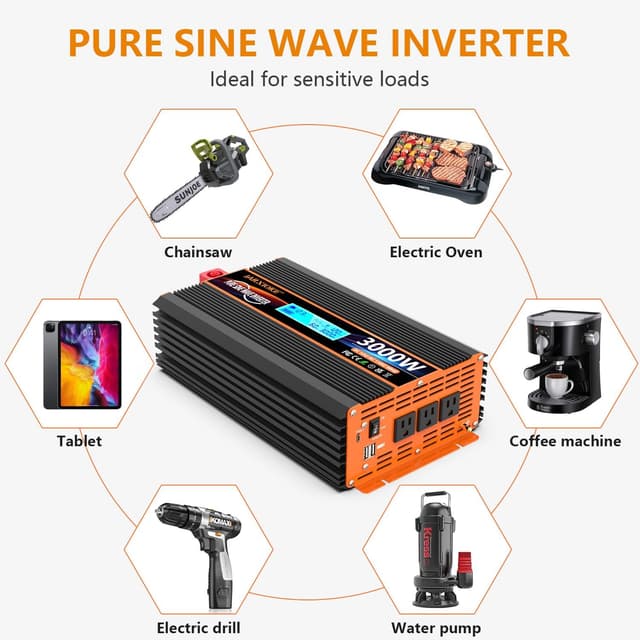 Thumbnail 4 de 3000W Pure Sine Wave Power Inverter 12V to 120V