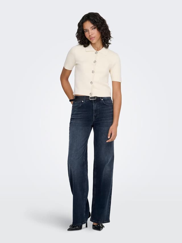 Detalle 2 de ONLY Onlmadison Blush HW Wide DNM Dot632 jeans da donna a gamba larga