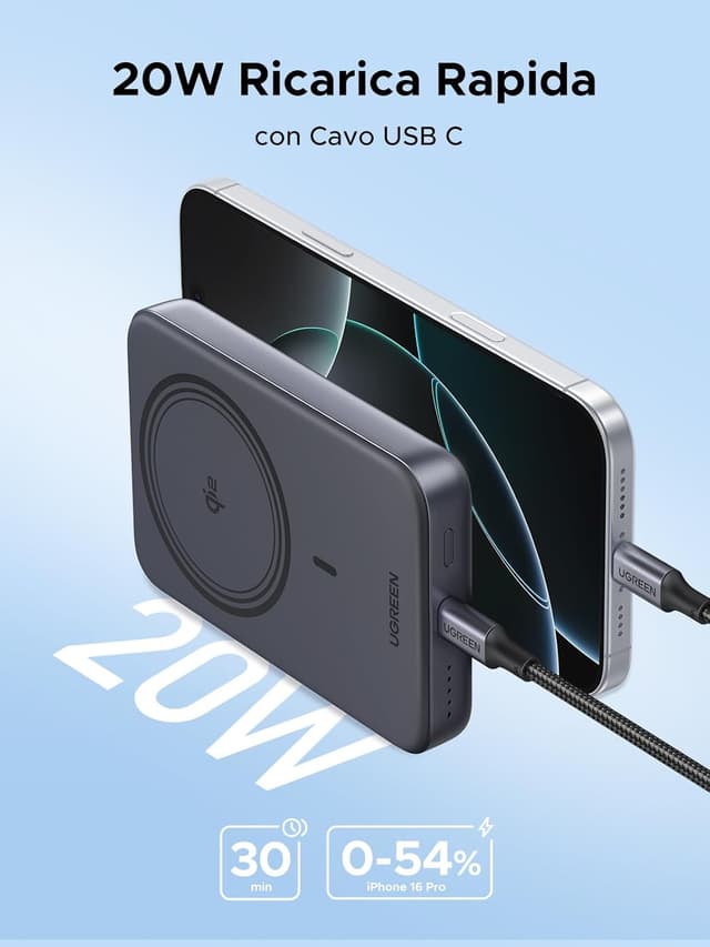 Detalle 2 de UGREEN Nexode Qi2 Power Bank magnetico 10000mAh 15W