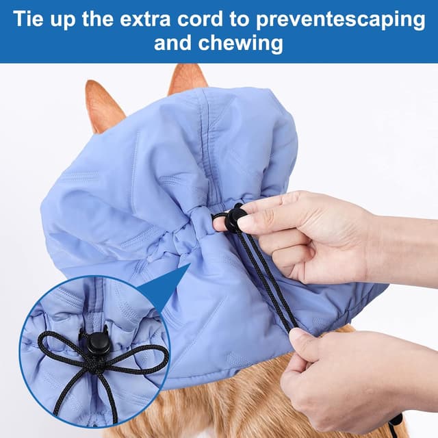 Detalle 2 de Elisabethanisches Halsband für Katzen nach OP – weiche, einstellbare Halskrause (Hellblau, M)