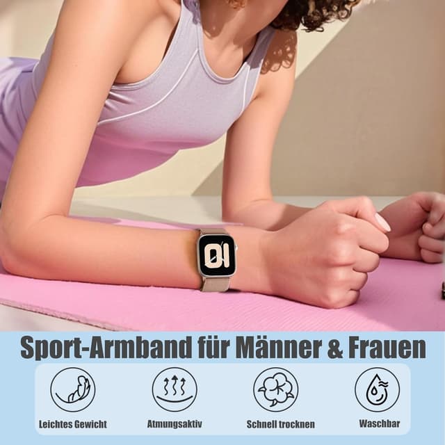 Detalle 2 de Ynitec Stretchy Loop Sport Strap for Apple Watch (Soft Nylon Elastic Braided) – compatible 38/40/41/42/44/45/46/49mm