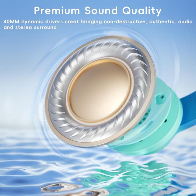 Detalle de Candy Bila Kids Headphones (Wired) with Microphone and Volume Limiter – Gradient Blue