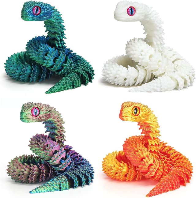 Detalle de 3D Printed Snake Toys 12in, 4 Pack