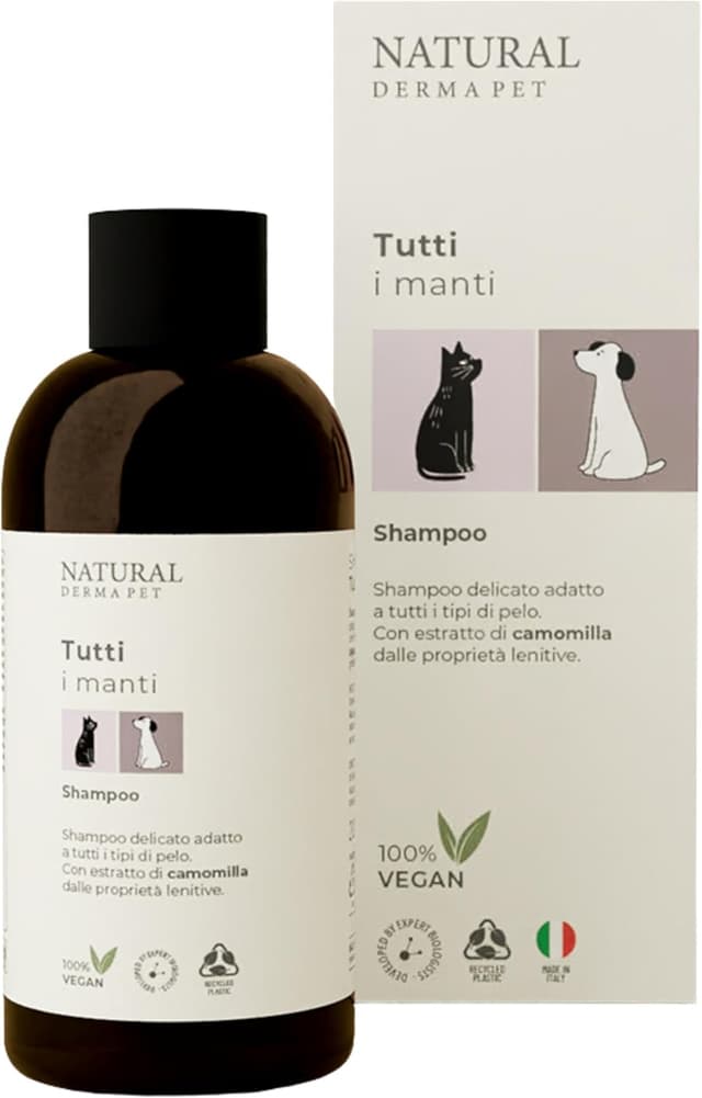 Detalle de Natural Derma Pet Shampoo Universale con estratto di camomilla, 200 ml – Delicato e lenitivo (100% vegan)