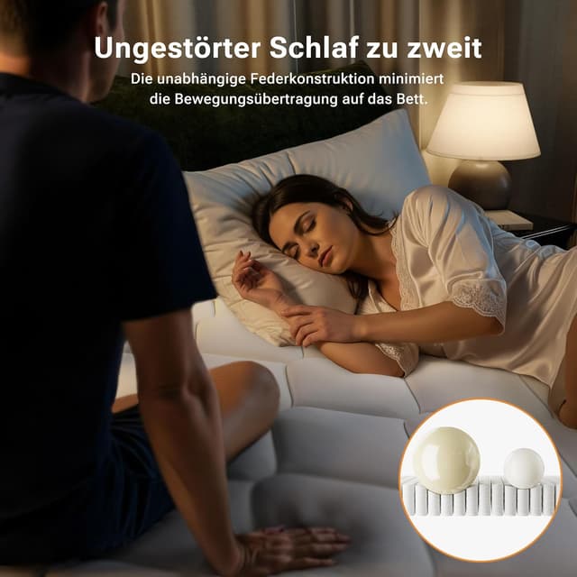 Detalle 2 de TXO Taschenfederkernmatratze 90x200 cm, 25 cm Höhe, 7 Zonen (H3) mit Schaumstoff-Unterstützung