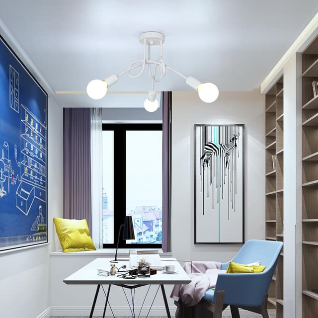 Detalle 2 de Toolight lampadario industriale bianco a 3 luci E27 Ø40 cm (lampadine escluse)