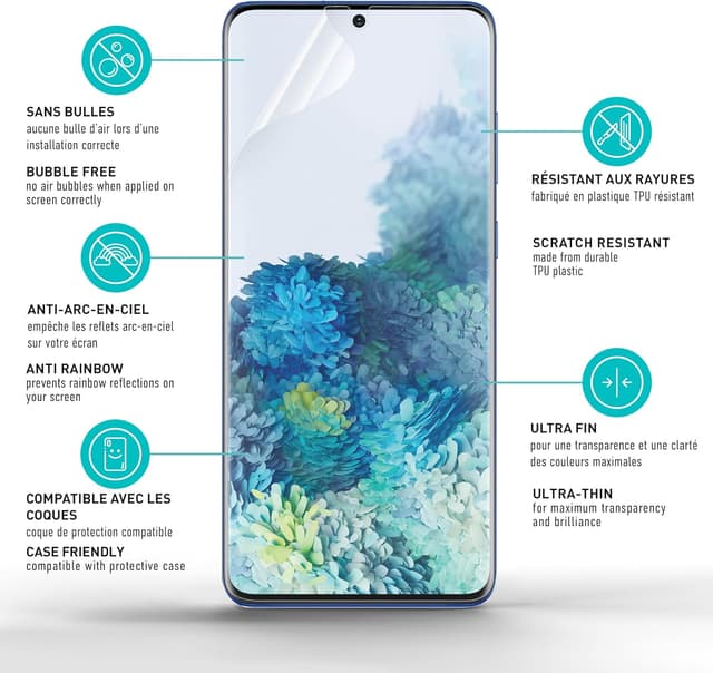 Detalle de smartect Protecteur d’écran TPU mat 2 pièces pour Samsung Galaxy S20 Plus : pose sans bulles