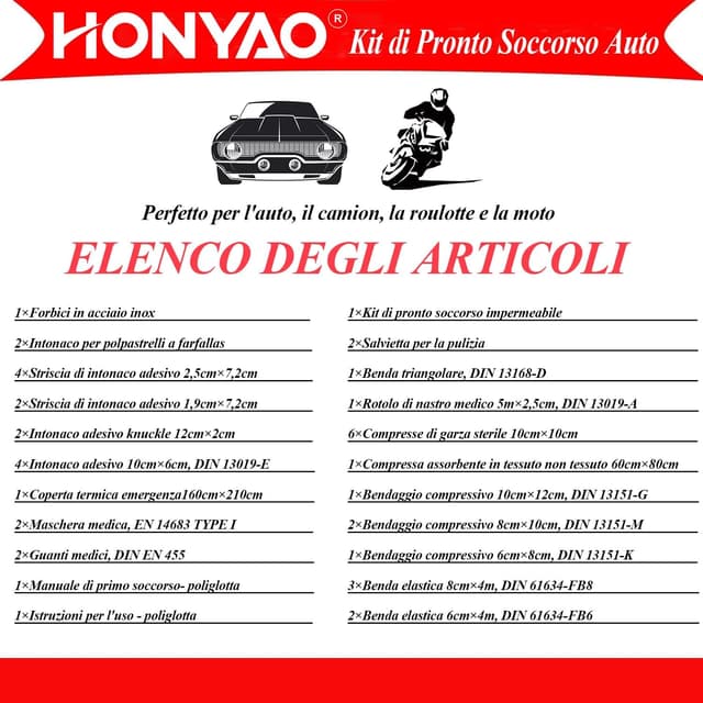 Detalle 2 de HONYAO kit pronto soccorso DIN 13164 22x14x6