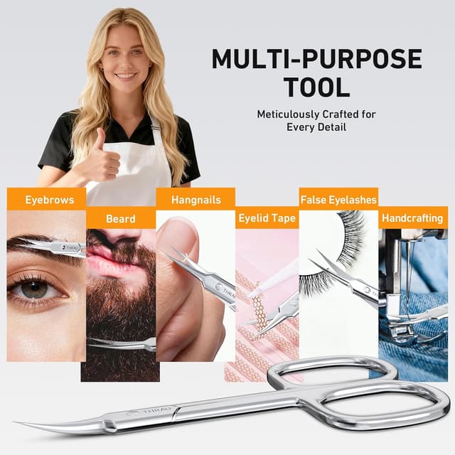 Detalle de THRAU Forbici per Cuticole extra sottili con lama curva in acciaio inox