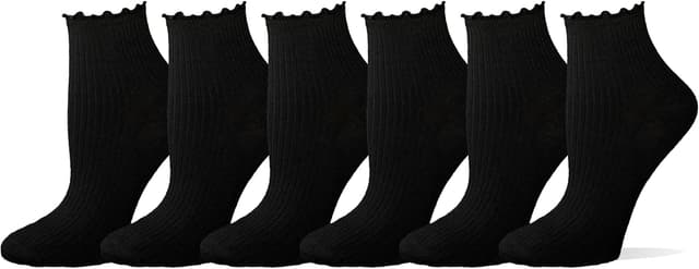 Detalle 2 de Amazon Essentials Damen-Knöchelsocken mit gekräuseltem Rand (6 Paar)