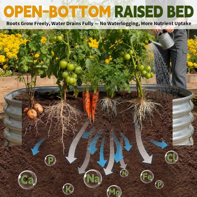 Detalle de Vivagarden Galvanized Raised Garden Bed (4x2x1 ft) — Metal Planter Box for Vegetables, Herbs, Flowers