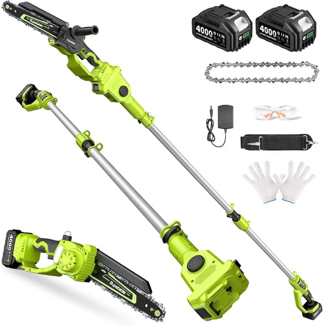 Detalle de Supstable Élagueuse sur perche 2-en-1 8 pouces (mini tronçonneuse sans fil) 800 W, sans fil avec 2×4000 mAh