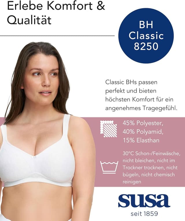 Detalle de SUSA Damen BH ohne Bügel – bügelloser Spitzen-BH mit doppelt gemoldeten Cups