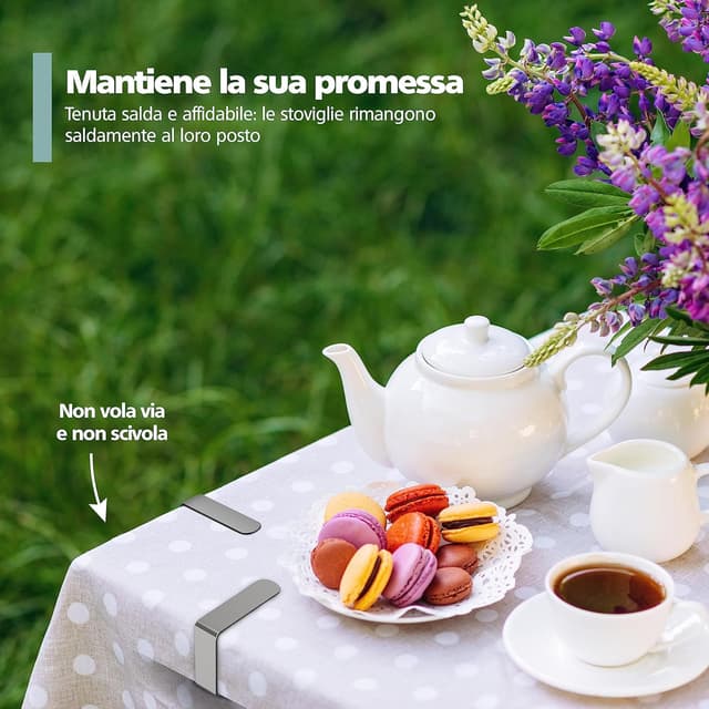 Detalle 2 de virea 8 fermacoperta in acciaio inox argento per tavoli (spessore fino a 3 cm)