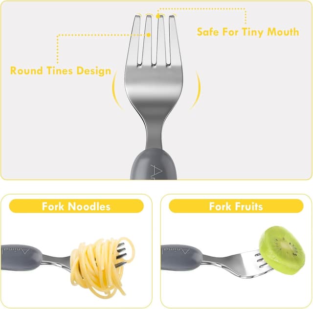 Detalle 2 de Lehoo Castle 6-piece stainless steel children’s cutlery set (2 spoons, 2 forks, 2 knives) for toddlers aged 2–5